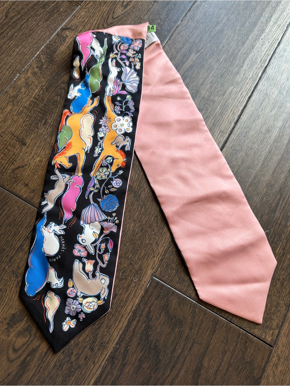 Hermès Scarf Hermes Twilly Twill Up MILLE ET UN LAPINS Black Multicolor